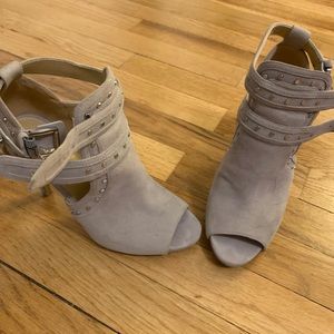 $50 - Michael Kora peep-toe dress booties, suede